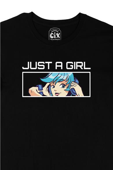 Anime Kız Çizimli Siyah Tişört