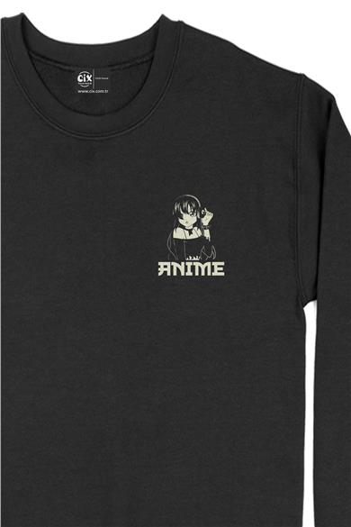 Anime Music Girl Cep Tasarım Baskılı Sweatshirt