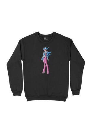 Anime Robot Siyah Sweatshirt