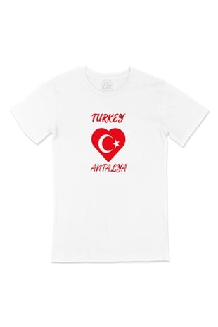 Antalya Türkiye Bayraklı Kalpli Tişört