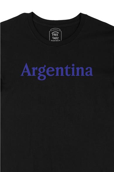 Arjantin Argentina Büyük Baskılı Siyah Tişört