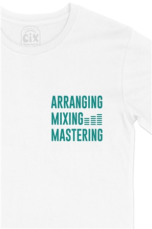 Arranging Mixing Masters Cep Logo Tasarımlı Beyaz Tişört