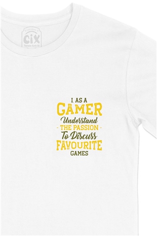 As A Gamer Cep Logo Tasarımlı Beyaz Tişört