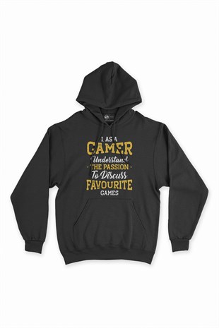 As A Gamer Siyah Kapşonlu Sweatshirt Hoodie