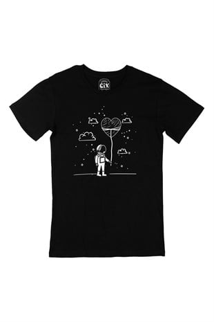 Aşık Astronot Siyah Tişört
