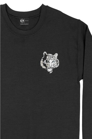 Asil Kaplan Cep Tasarım Baskılı Sweatshirt
