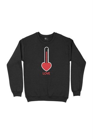 Aşk Dereceli Siyah Sweatshirt