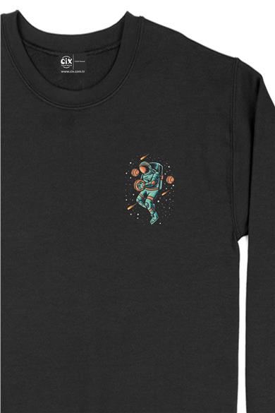 Astronot Basketbolcu Cep Tasarım Baskılı Sweatshirt