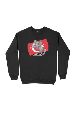 Atatürk Bayraklı Onur Anıtı Siyah Sweatshirt