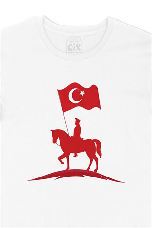 Atatürk Kırmızı Bayraklı Atlı Tişört