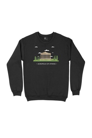 Atina Akropolis Siyah Sweatshirt