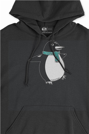 Atkılı Penguen Siyah Sweatshirt Hoodie