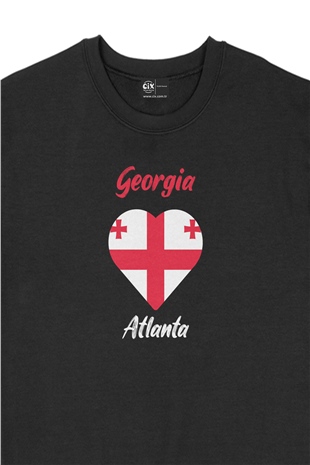 Atlanta Gürcistan Bayraklı Kalpli Siyah Sweatshirt