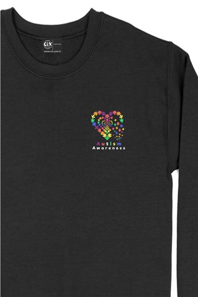 Autism Awareness Cep Tasarım Baskılı Sweatshirt