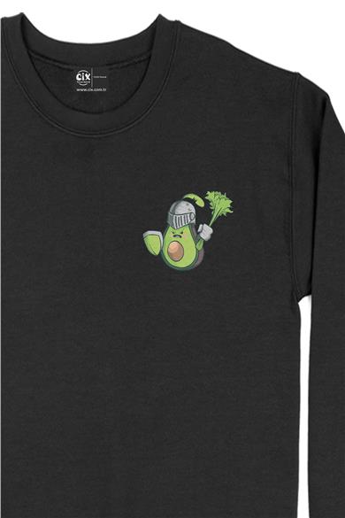 Avokadolu Cep Tasarım Baskılı Sweatshirt