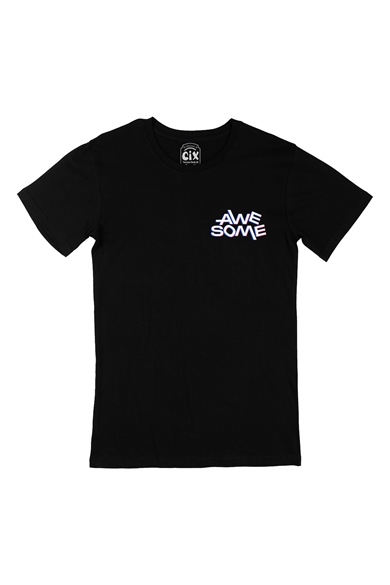Awesome Cep Logo Tasarımlı Siyah Tişört