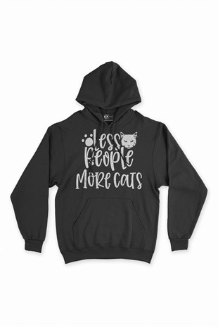 Az İnsan Çok Kedi Kapşonlu Sweatshirt Hoodie