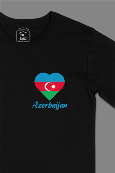 Azerbaycan Baskılı Cep Tasarım Siyah Tişört
