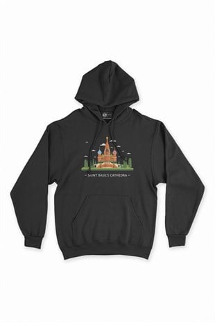 Aziz Vasil Katedrali Siyah Kapşonlu Sweatshirt Hoodie