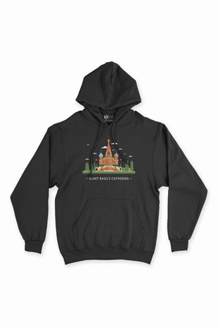 Aziz Vasil Katedrali Siyah Kapşonlu Sweatshirt Hoodie