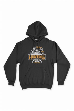Baba Oğul Avcılık Siyah Kapşonlu Sweatshirt Hoodie