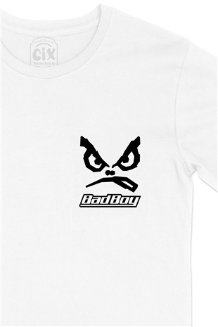 Bad Boy Cep Logo Tasarımlı Beyaz Tişört