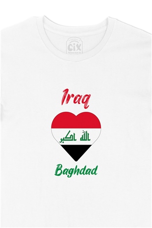 Bağdat Irak Bayraklı Kalpli Tişört