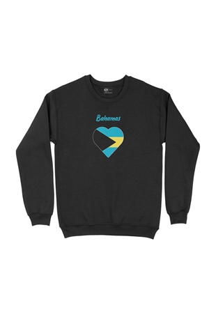 Bahamalar Bayraklı Kalpli Siyah Sweatshirt