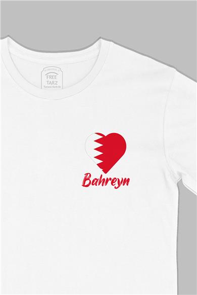 Bahreyn Baskılı Cep Tasarım Beyaz Tişört