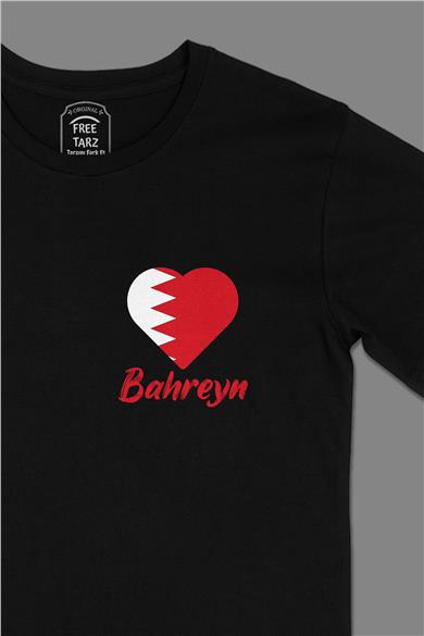 Bahreyn Baskılı Cep Tasarım Siyah Tişört
