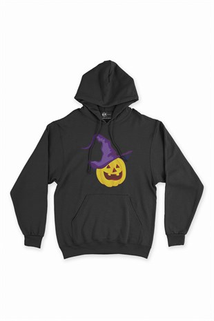 Bal Kabağı Hallowen Siyah Kapşonlu Sweatshirt Hoodie