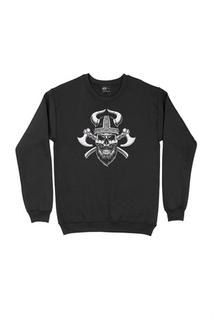 Baltalı Kuru Kafa Siyah Sweatshirt