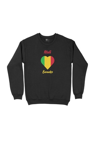 Bamako Bali Bayraklı Kalpli Siyah Sweatshirt