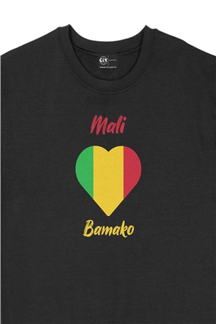 Bamako Bali Bayraklı Kalpli Siyah Sweatshirt