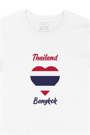 Bangkok Tayland Bayraklı Kalpli Tişört