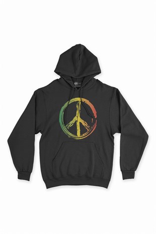 Barış Simgesi Siyah Kapşonlu Sweatshirt Hoodie