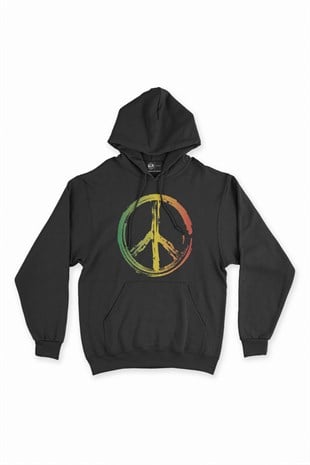 Barış Simgesi Siyah Kapşonlu Sweatshirt Hoodie