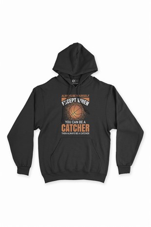 Basketball Catcher Siyah Kapşonlu Sweatshirt Hoodie