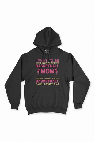 Basketball Mom Siyah Kapşonlu Sweatshirt Hoodie