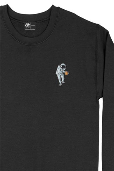 Basketbol Astronot Oyuncu  Cep Tasarım Baskılı Sweatshirt