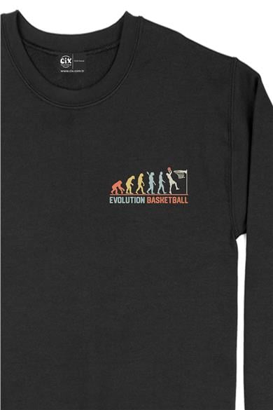 Basketbol Evolution Cep Tasarım Baskılı Sweatshirt