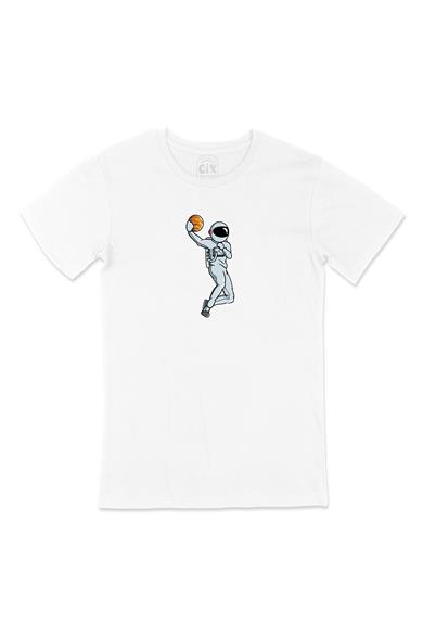 Basketbol Oyuncu Astronot Beyaz Tişört