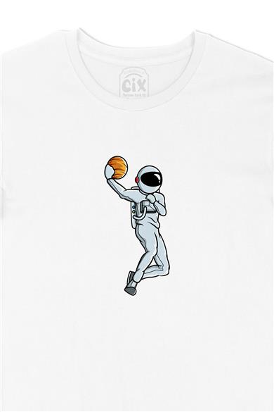 Basketbol Oyuncu Astronot Beyaz Tişört