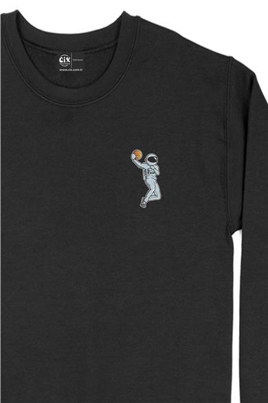 Basketbol Oyuncu Astronot Cep Tasarım Baskılı Sweatshirt