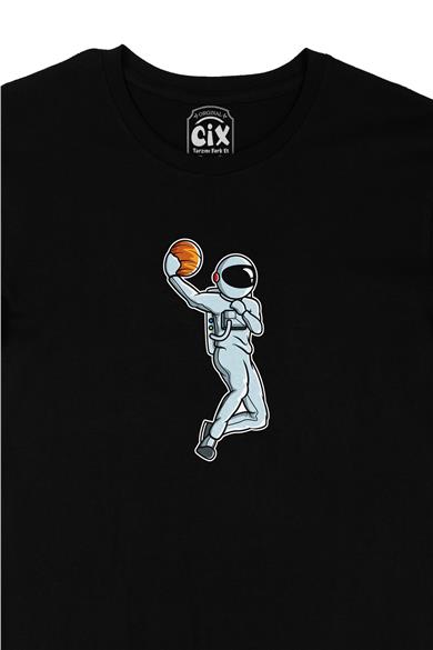 Basketbol Oyuncu Astronot Siyah Tişört