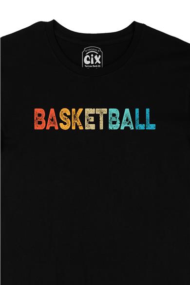 Basketbol Renkli Siyah Tişört