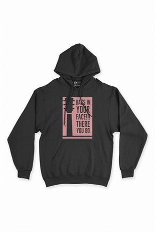 Bass In Your Face Siyah Kapşonlu Sweatshirt Hoodie