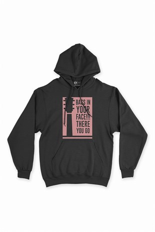 Bass In Your Face Siyah Kapşonlu Sweatshirt Hoodie