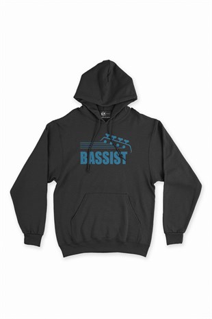 Bassist Siyah Kapşonlu Sweatshirt Hoodie