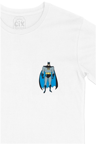 Batman Dark Knight Cep Logo Tasarımlı Beyaz Tişört